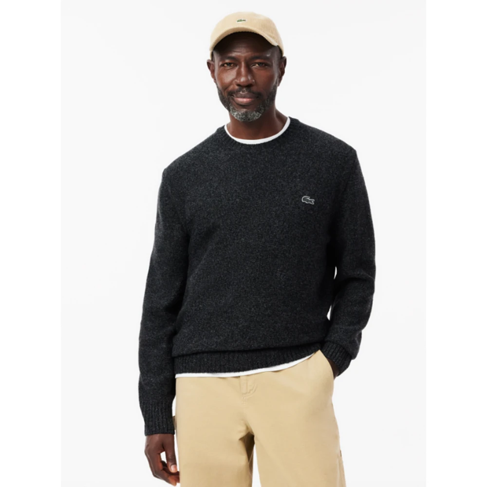 Lacoste Wollen Trui met Ronde Hals (Zwart) Black Heren