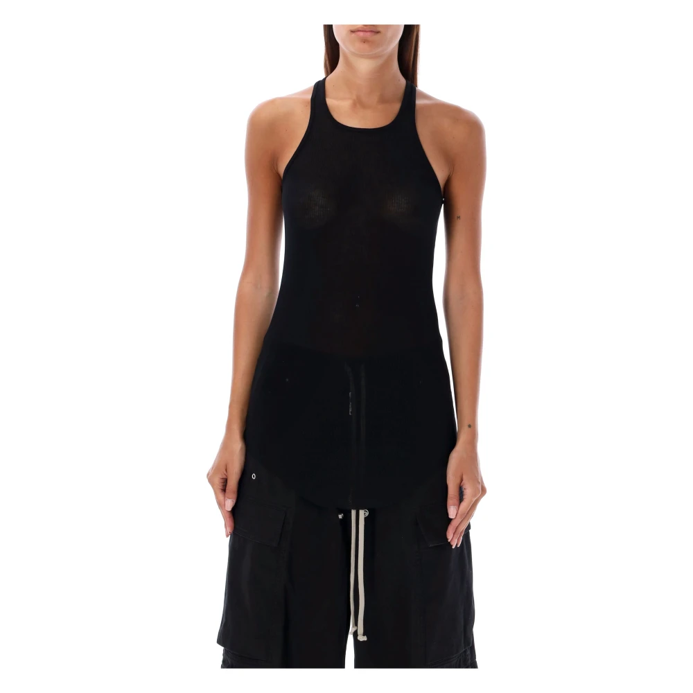 Rick Owens Zwarte Rib Tank Top Aw24 Black Dames