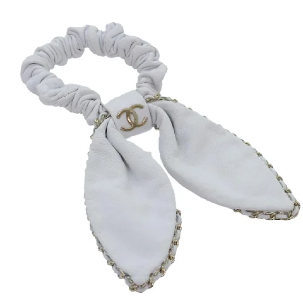 Chanel Vintage Pre-owned Leather hair-accessories White Dames