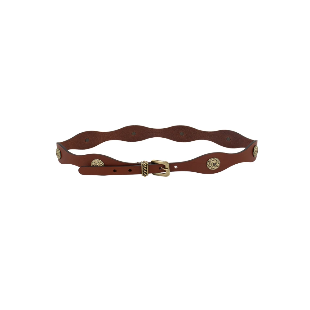 Etro Red Belts, Female, 85 Cm, Leather Belt With Jewel Studs