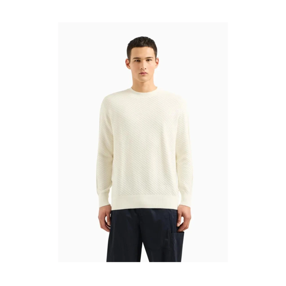 Armani Exchange Katoenen Crewneck Sweater White Heren