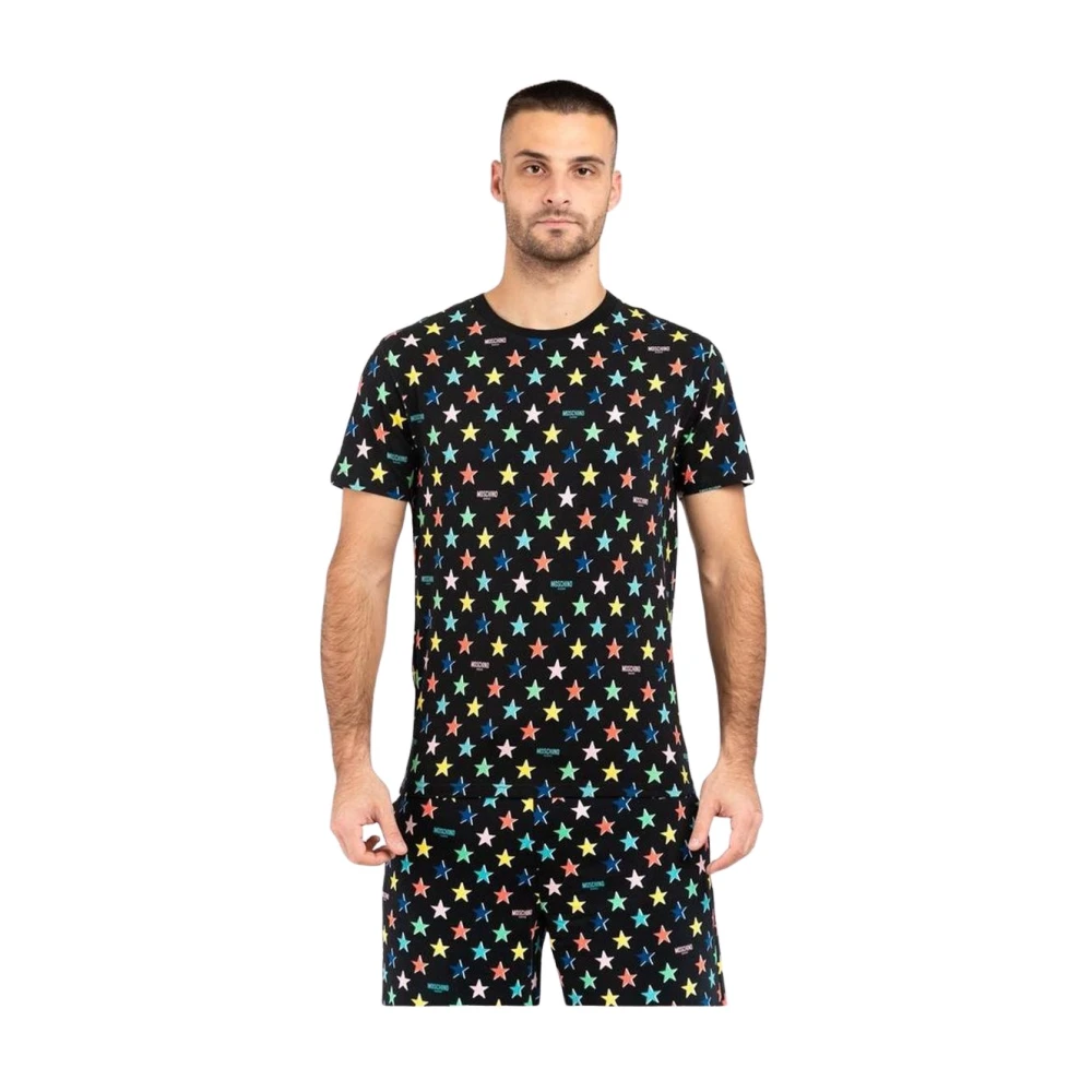 Moschino Men's Black Cotton Crew Neck Graphic T-Shirt