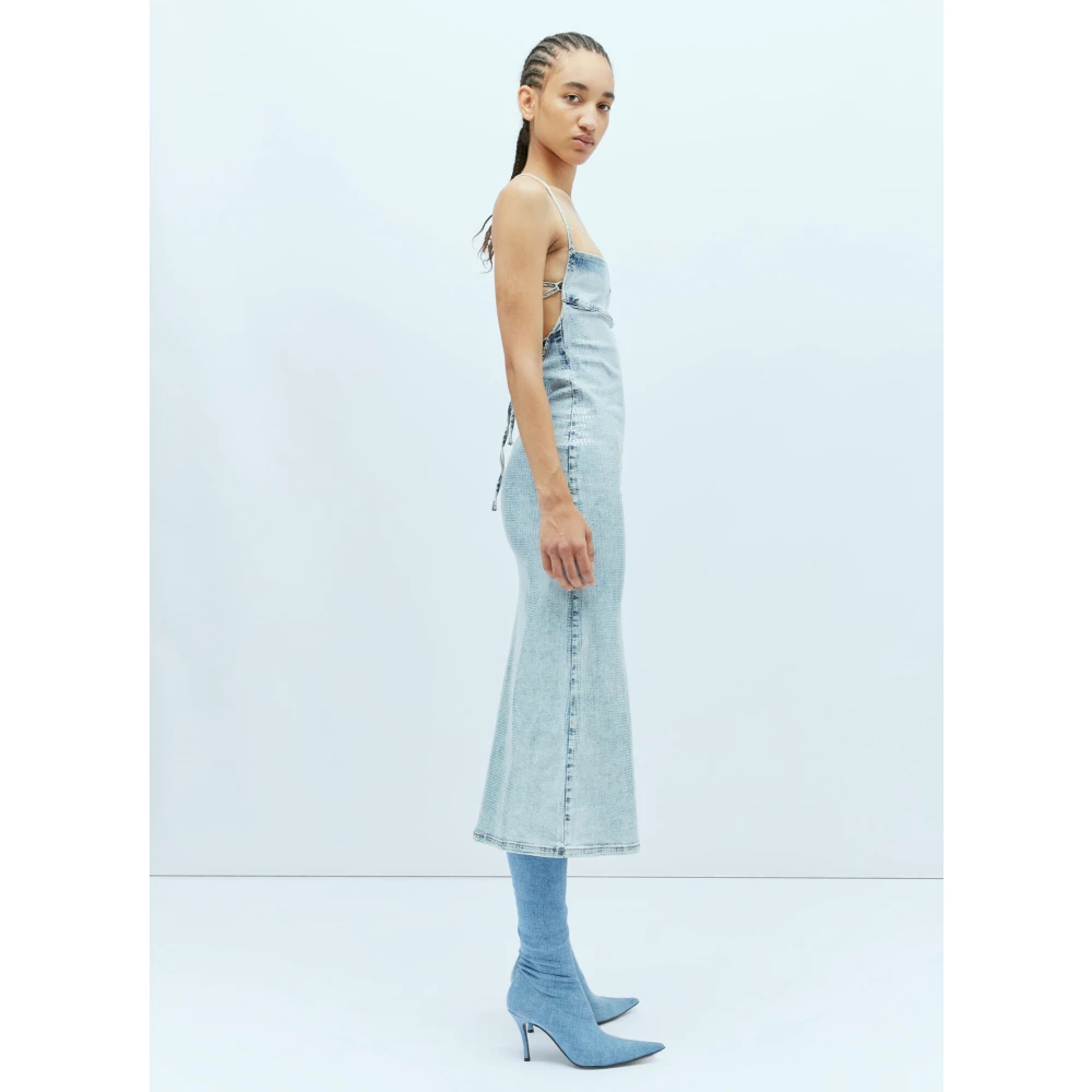Diesel Paillet Overlay Midi Jurk Blue Dames