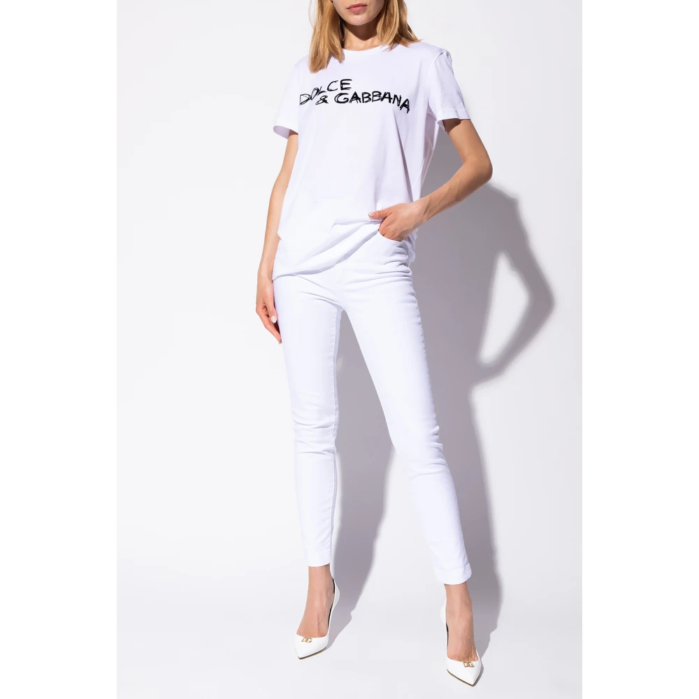 Dolce & Gabbana Jeans met logo White Dames