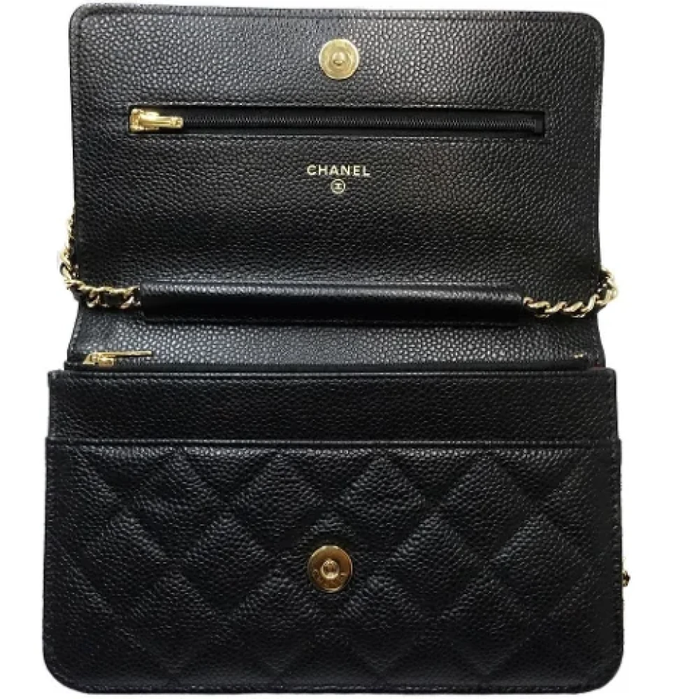 Chanel Vintage Pre-owned Leather wallets Black Dames