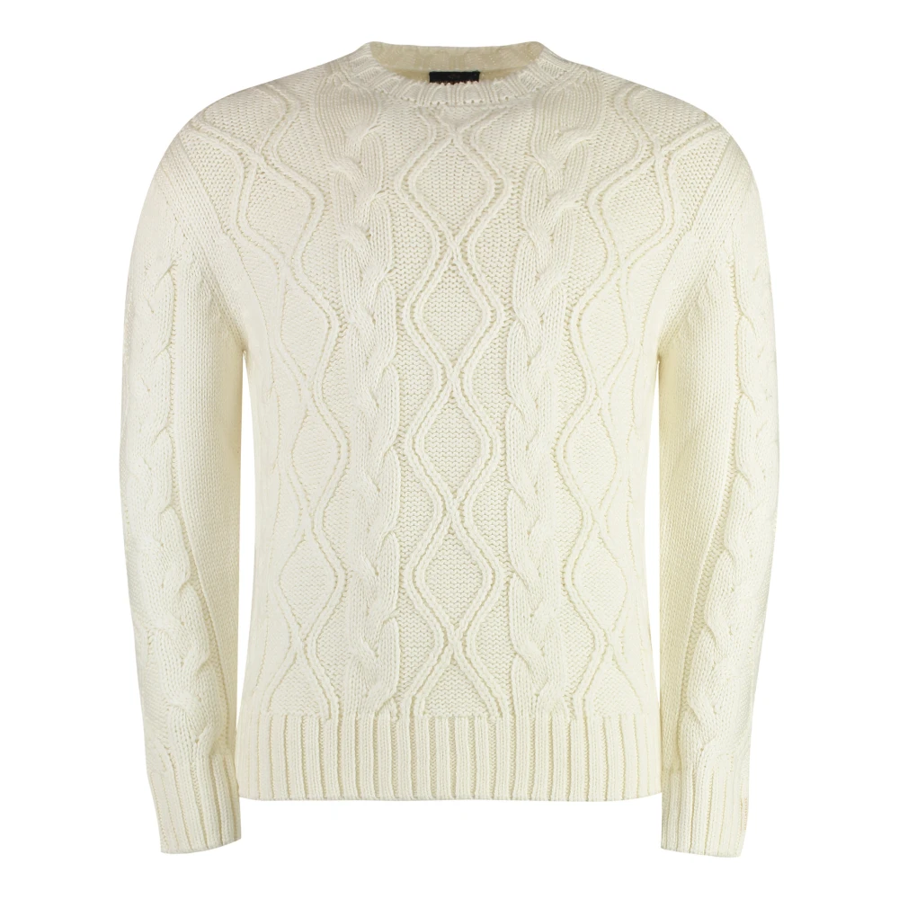 PAUL & SHARK Kabelgebreide wollen trui met ronde hals Beige Heren