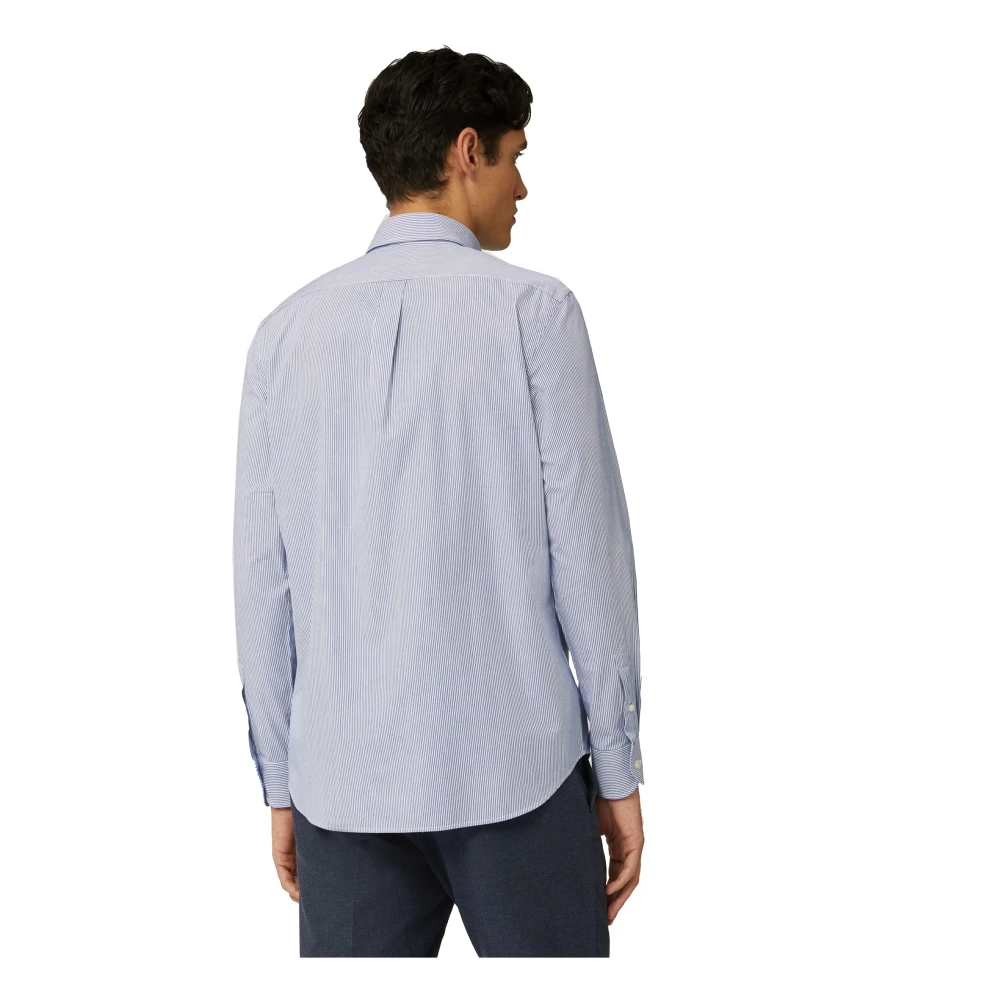 Harmont & Blaine Verticale Microstreep Organisch Katoenen Herenshirt Blue Heren