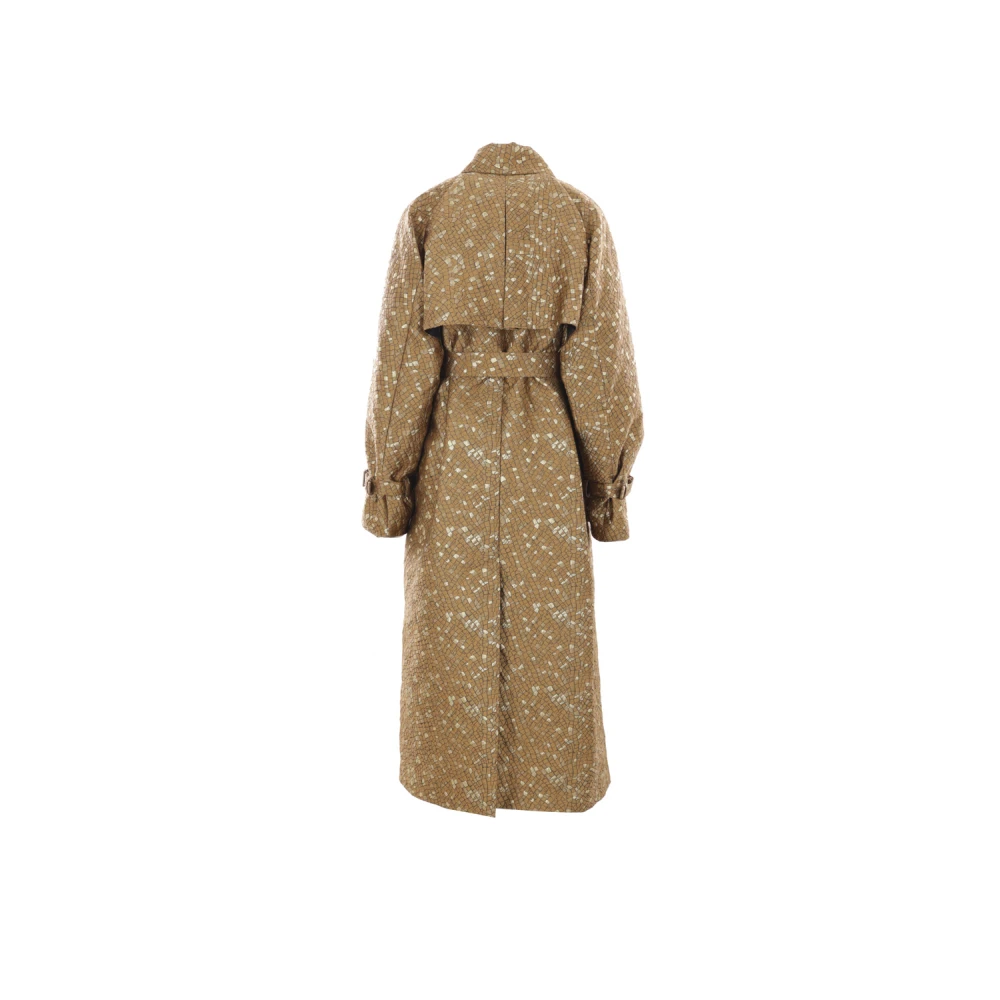 Max Mara Gouden Oversize Jacquard Trenchcoat Yellow Dames