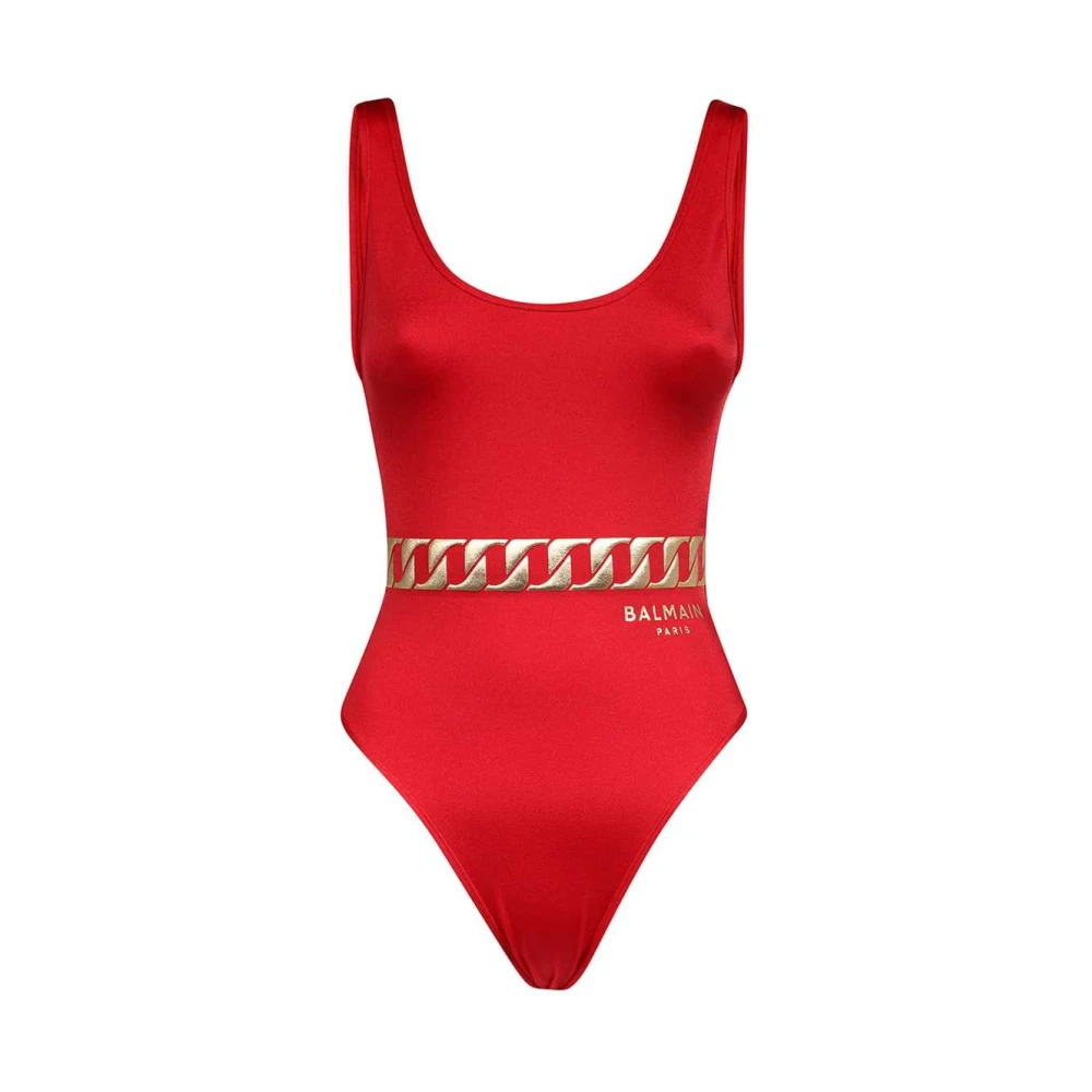 Balmain Badpak met Logo Print Red Dames