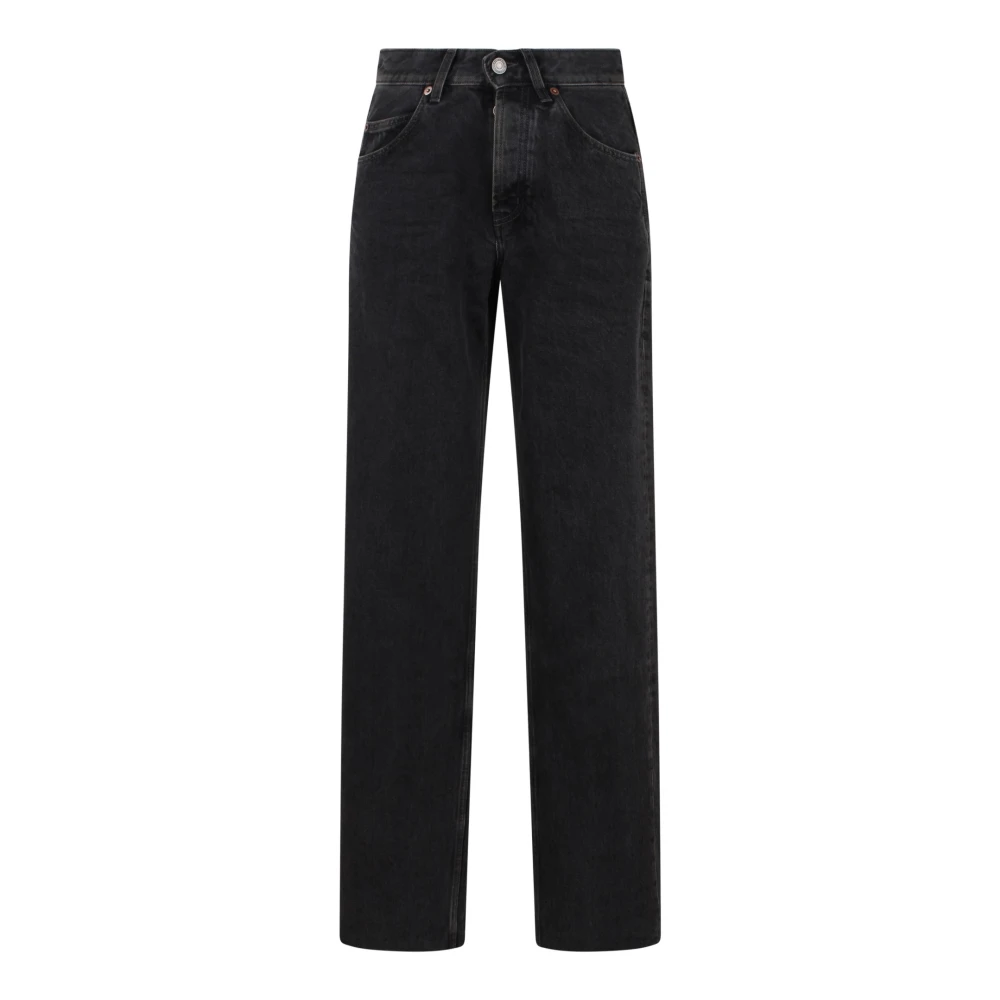 Saint Laurent Zwarte Denim V-Taille Straight Jeans Black Dames