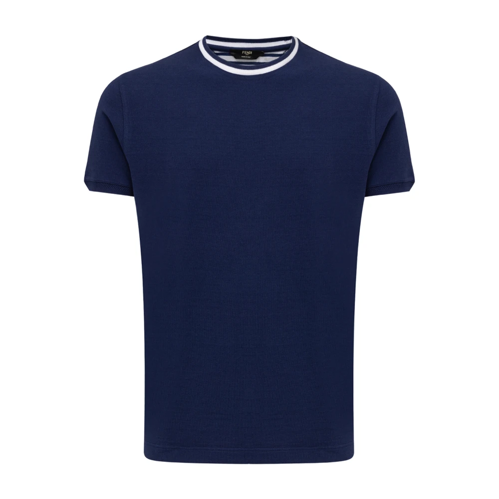 Fendi Blauw Crew Neck Korte Mouw T-shirt Blue Heren