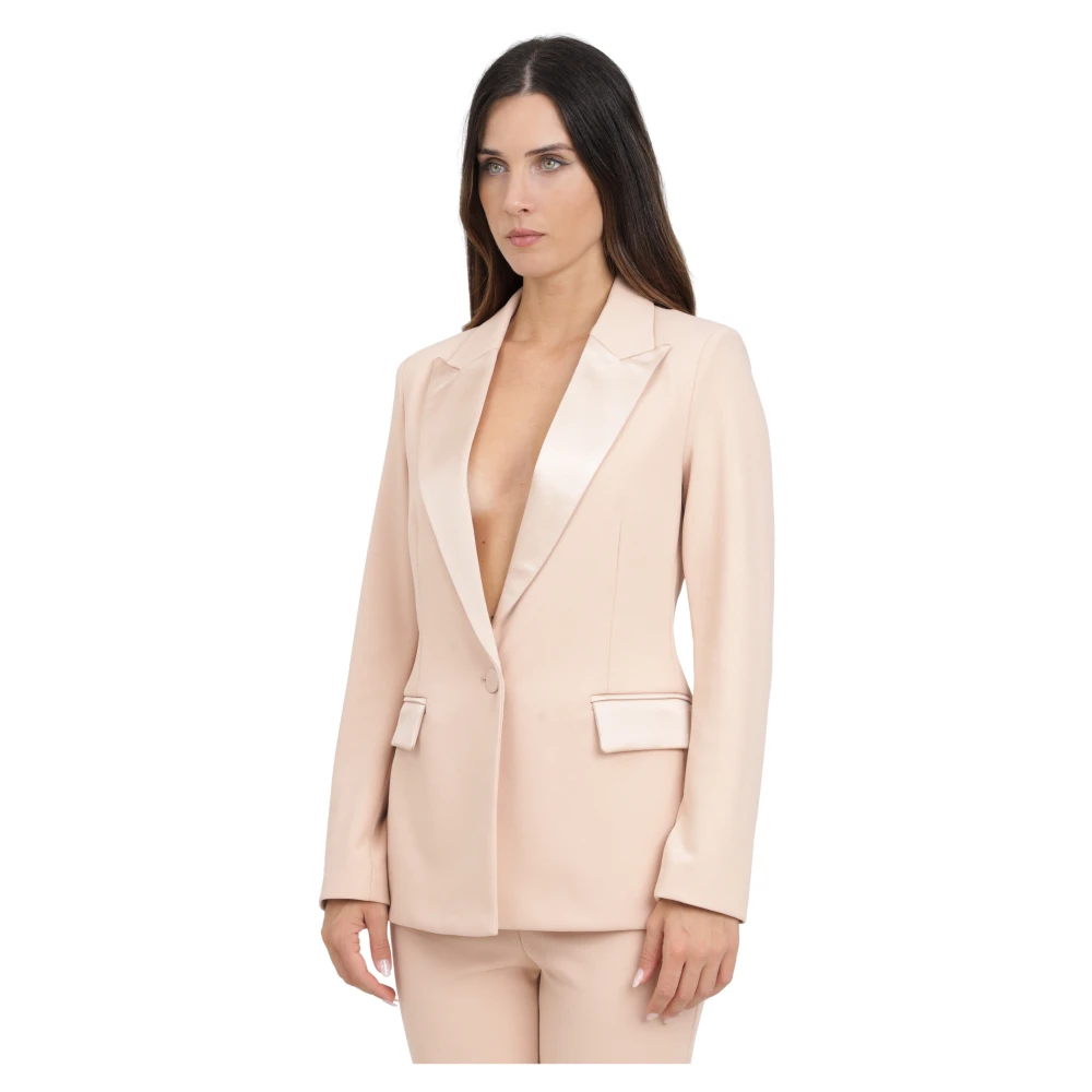 ViCOLO Roze Single-Breasted Damesjasje Beige Dames