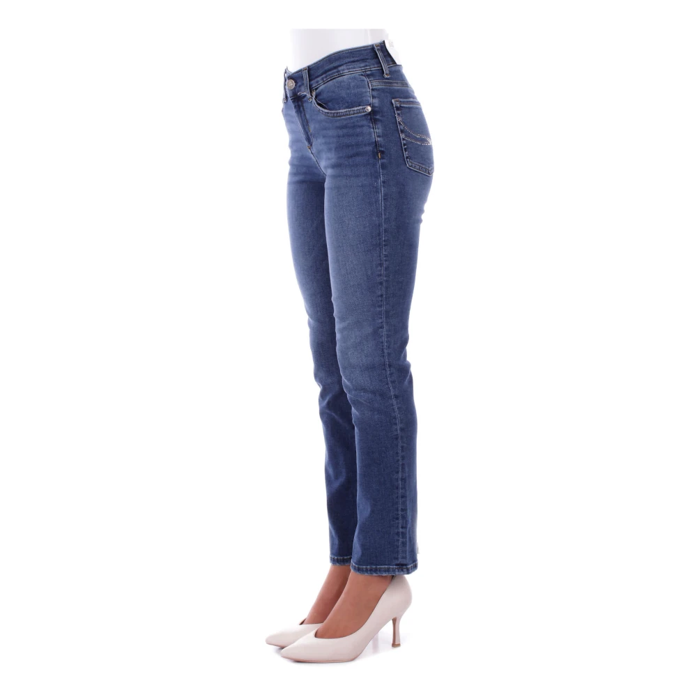 Liu Jo Denim Skinny Stretch Jeans met Strass Details Blue Dames