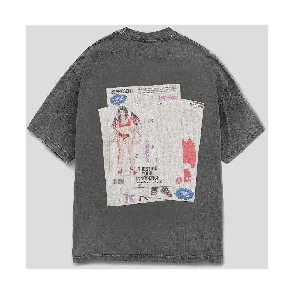 Represent Katoenen T-shirt met Print Gray Heren