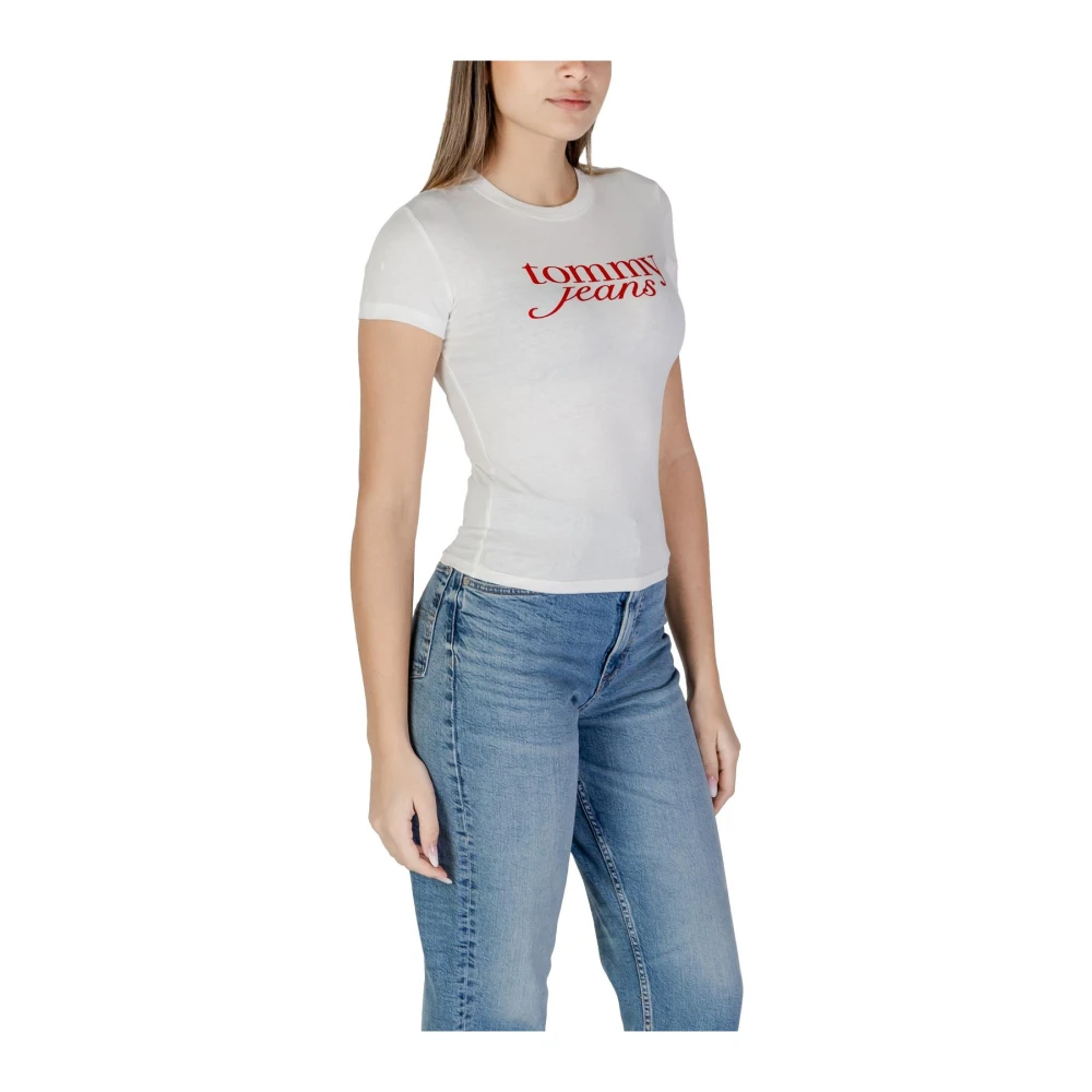 Tommy Jeans Wit Logo T-shirt Korte Mouw White Dames
