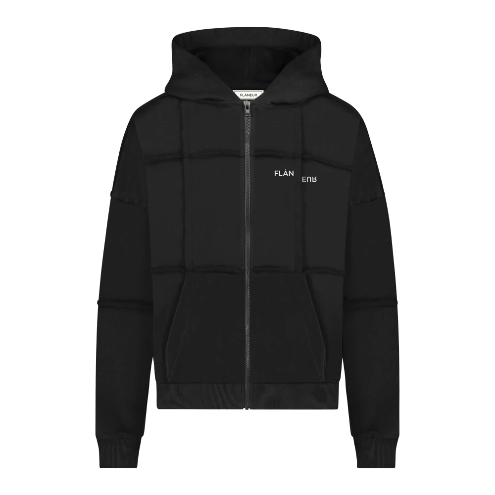 Flâneur Gesneden en genaaid rits hoodie Black Heren