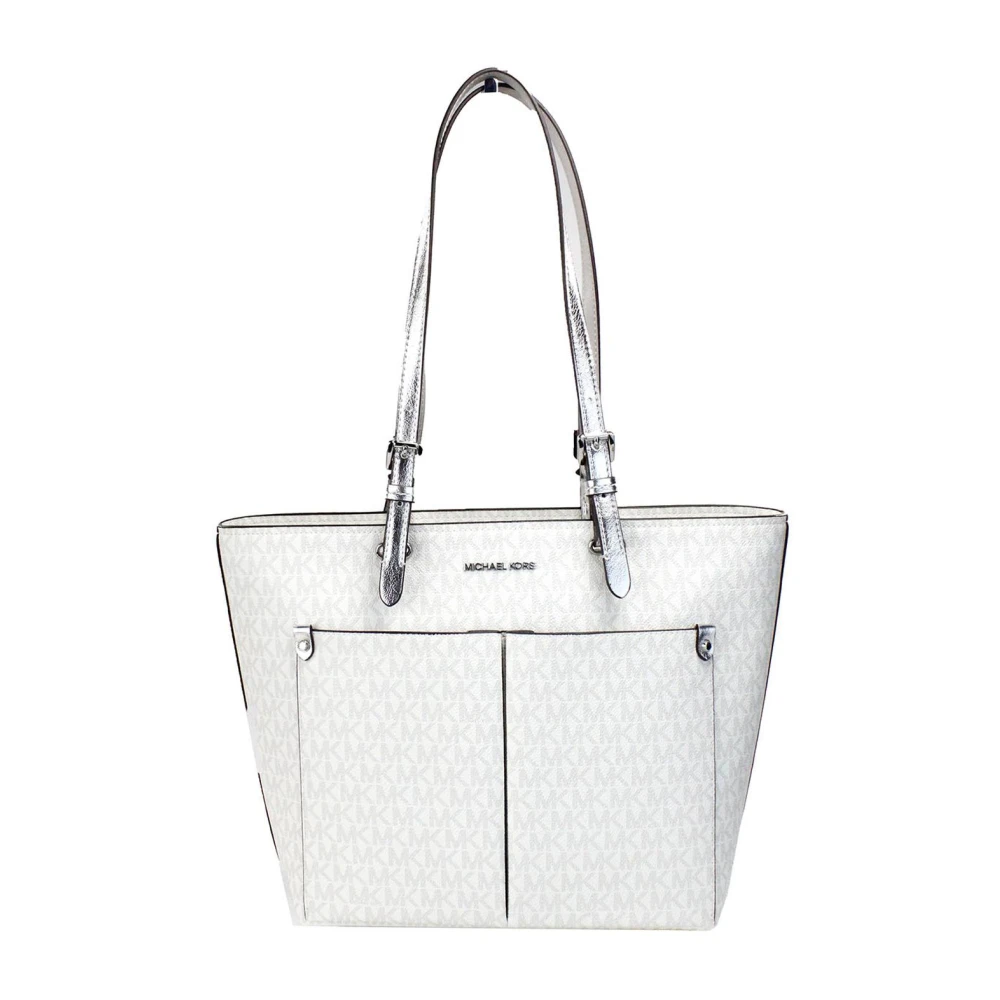 Michael Kors Signature PVC Double Pocket Tote Bag White Dames
