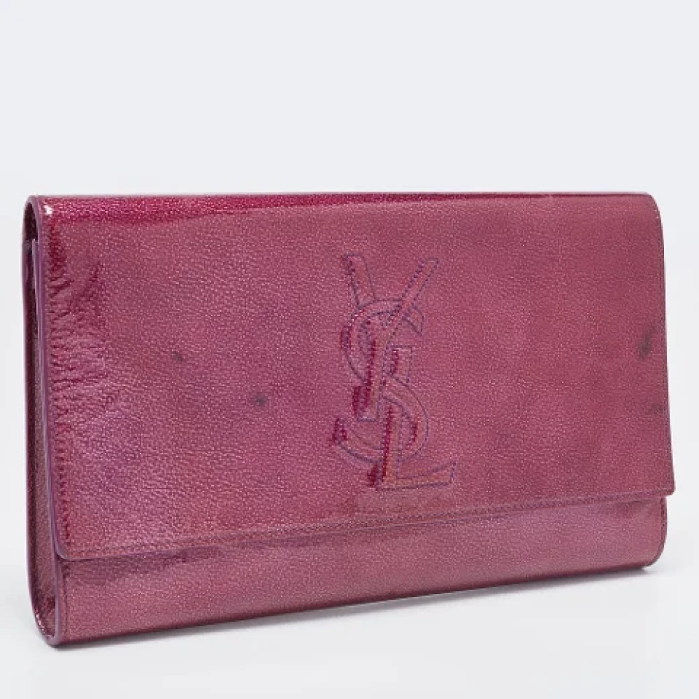 Yves Saint Laurent Vintage Pre-owned Leather clutches Purple Dames
