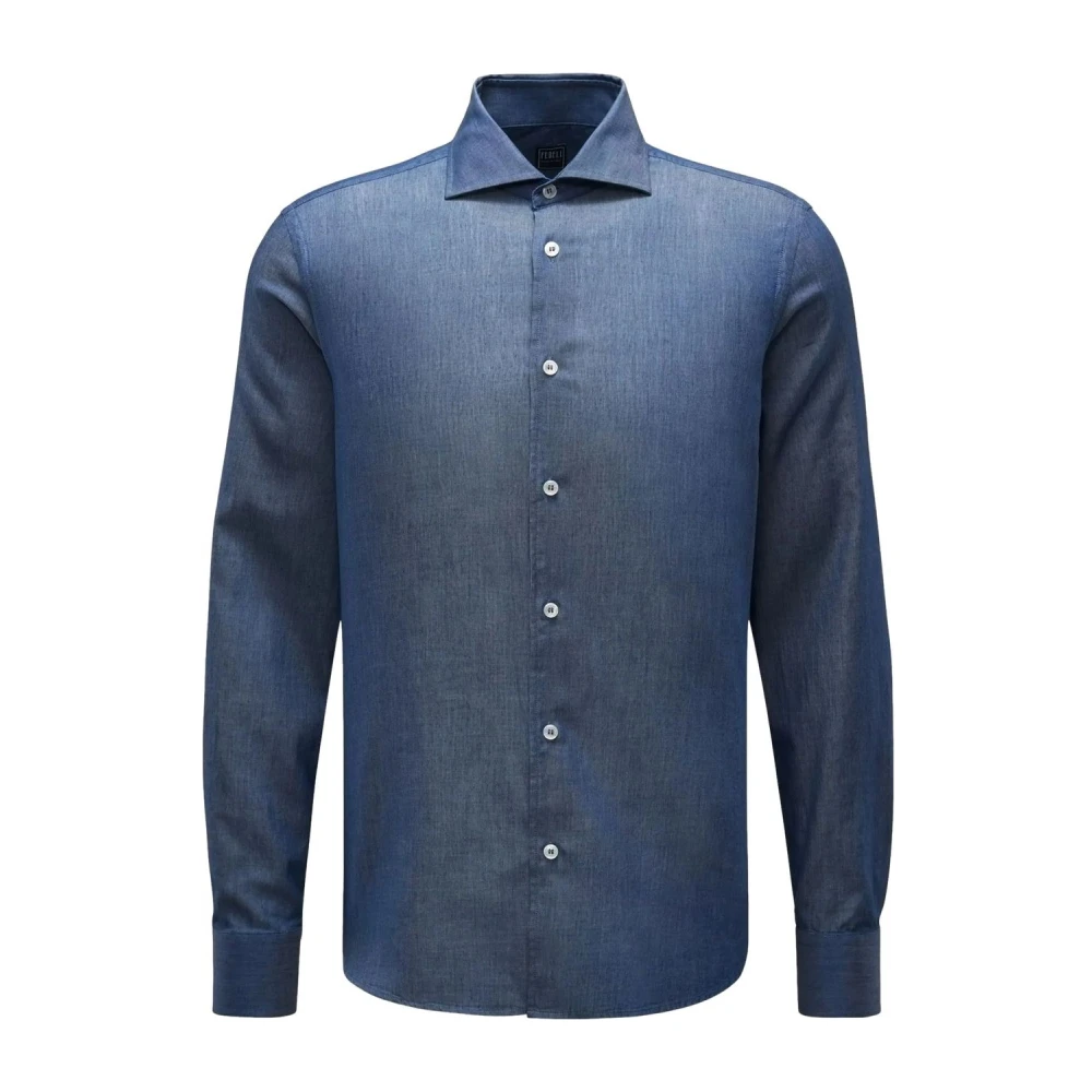 Fedeli Premium Denim Overhemd Sean Donkerblauw Blue Heren