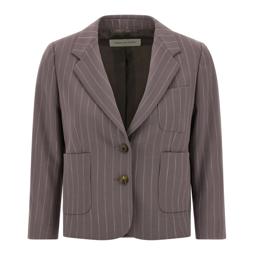 Dries Van Noten Gray Blazers, Female, Xs, Bamis Single-Breasted Pinstripe Blazer