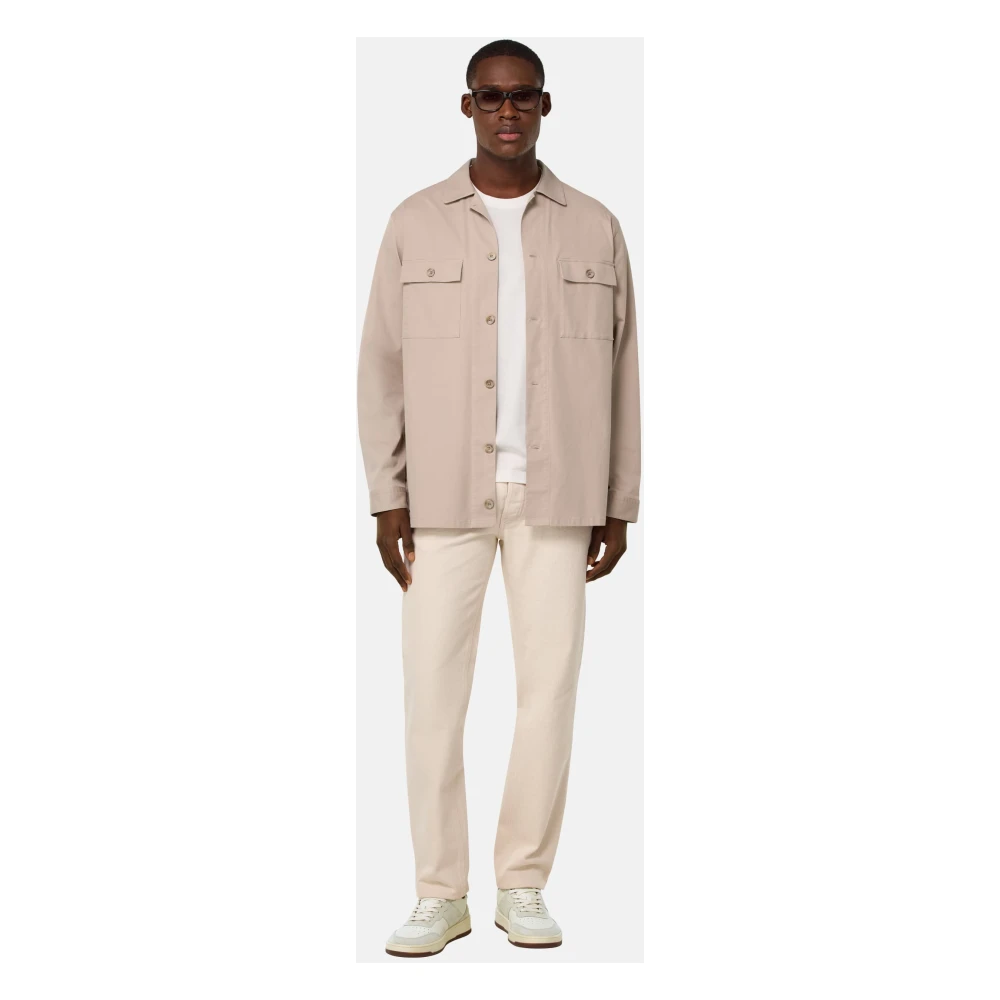 Boggi Milano Katoen en Tencel? Overshirt Beige Heren