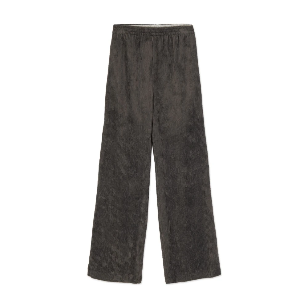 Alysi Velvet Rib Elastische Broek Gray Dames