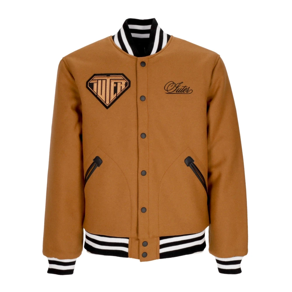 Iuter Men's Brown Bomber Jackets, L, Varsity Wool College Jacket