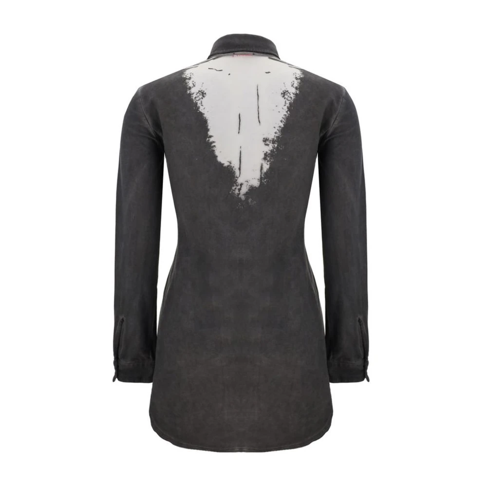 Diesel Geborduurd Logo Lange Mouw Overhemdjurk Gray Dames