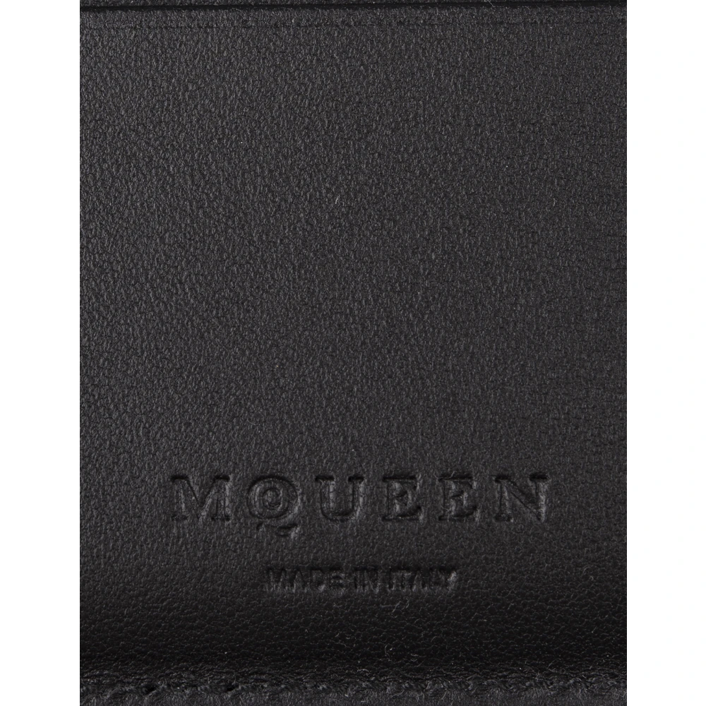alexander mcqueen Zwarte Bi-Fold Portemonnee met Gouden Logo Black Heren