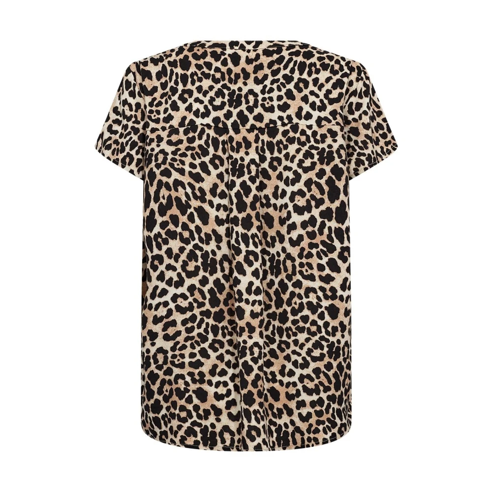 Soyaconcept Luipaardprint V-hals Shirt Beige Dames