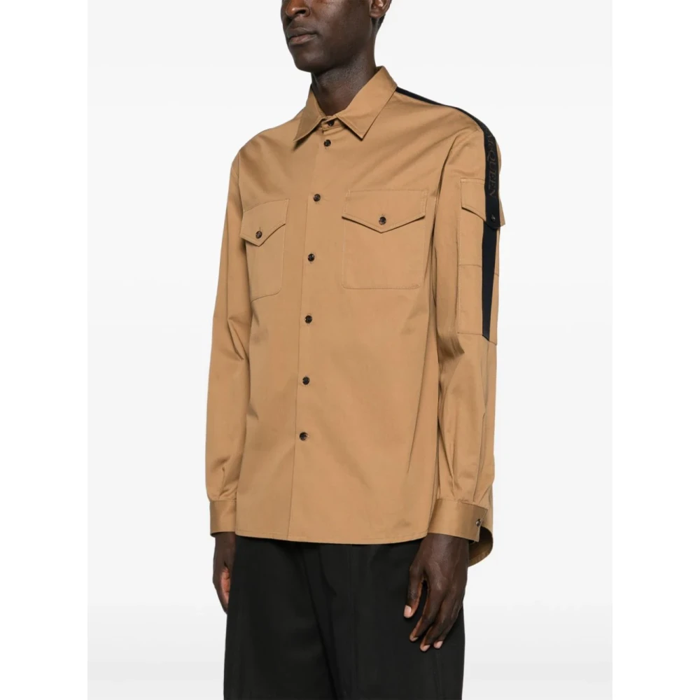 alexander mcqueen Bruin Logo Katoenen Shirt Italië Brown Heren