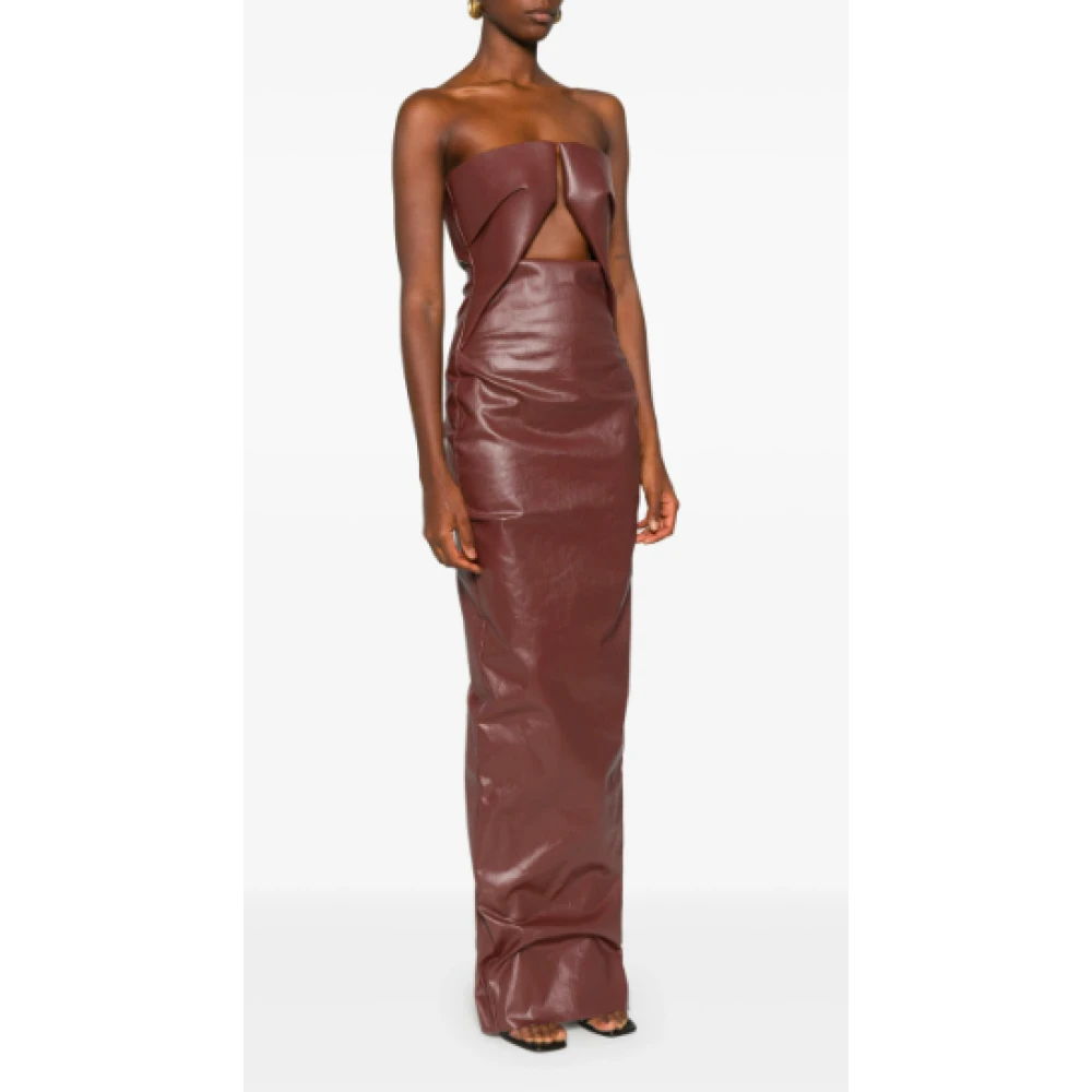 Rick Owens Denim Prong Jurk met Keeldetail Brown Dames
