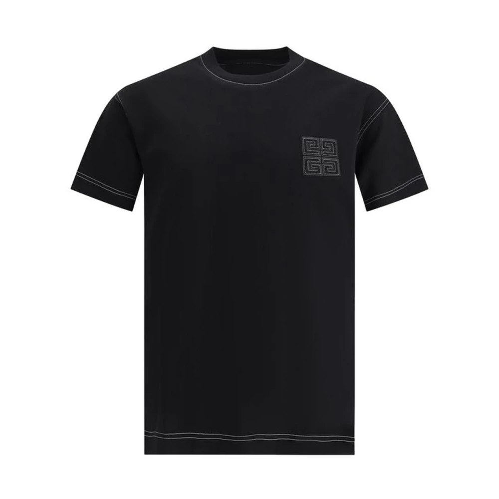 Givenchy Geribbelde Crew Neck Logo Patch T-Shirt Black Heren