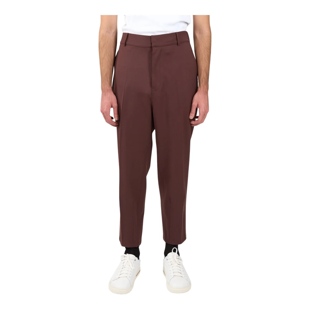 Mauro Grifoni Wollen broek met elastische taille Brown Heren