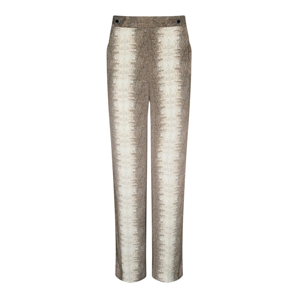 Twinset Broek met hagedisprint en juweelknopen Beige Dames