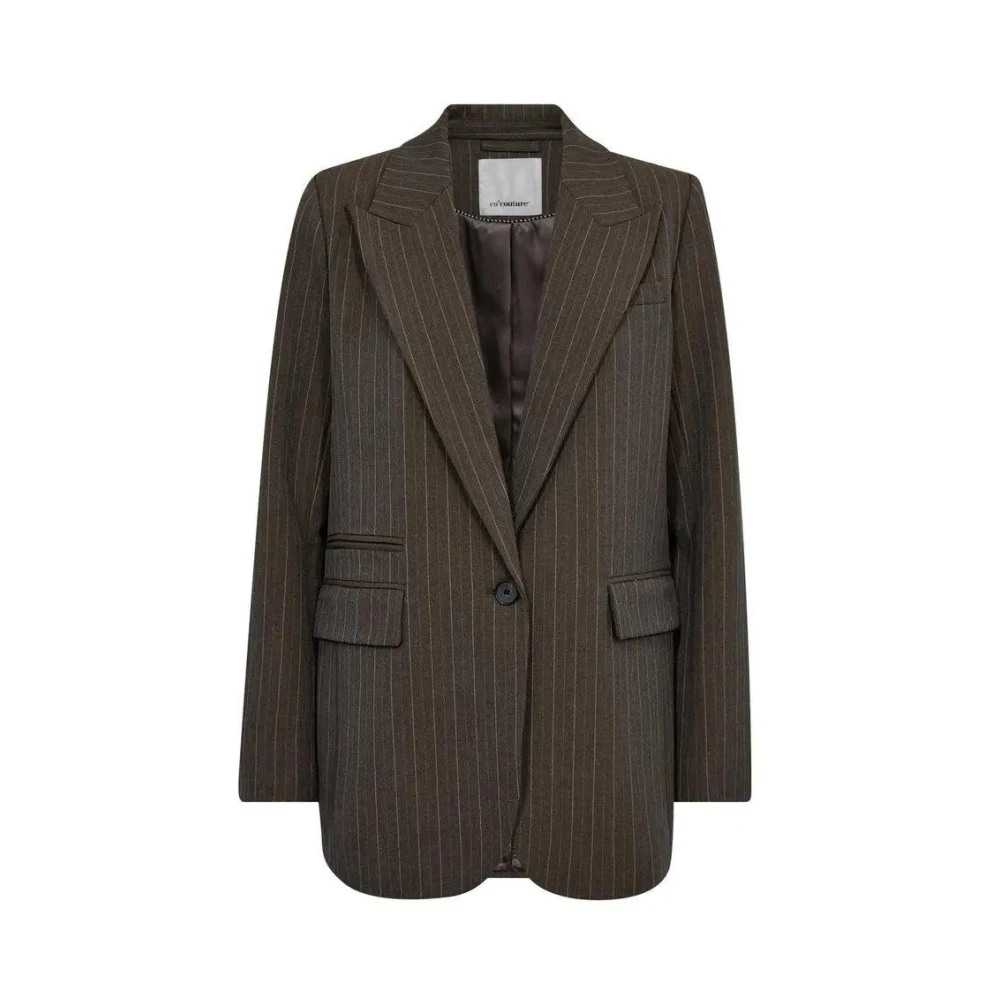 Co'couture Brown Pinstripe Blazer - Female - Blazers - S - Jackets
