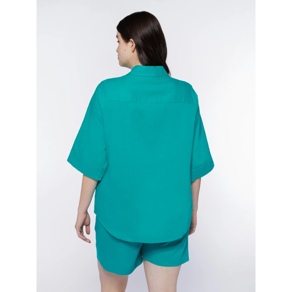 Fiorella Rubino Linnen en viscose overhemd met relaxte pasvorm Green Dames