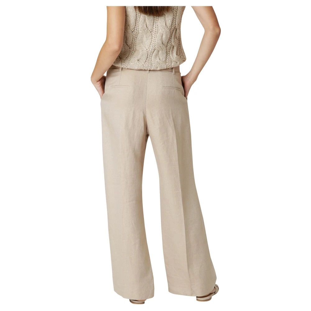 Eleventy Linnen broek met dubbele plooien Beige Dames