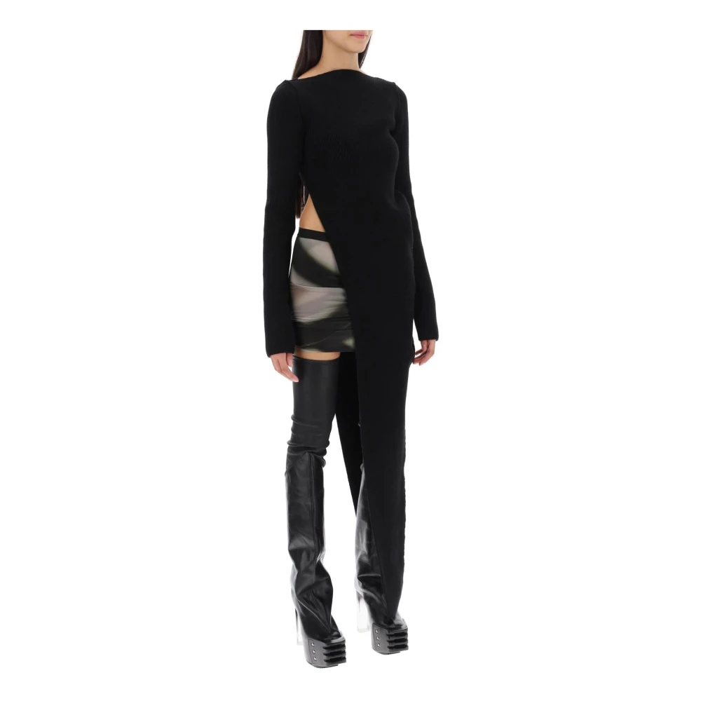 Rick Owens Cashmere Maxi Sweater met Asymmetrisch Design Black Dames