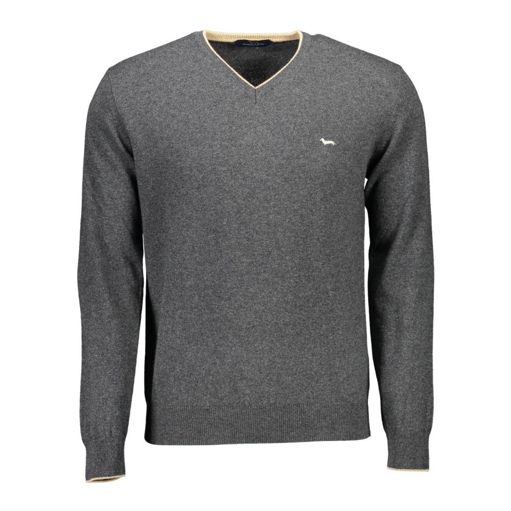 Harmont & Blaine Men's Gray V-Neck Knitwear,, Grey Wool Pullover For 2XL