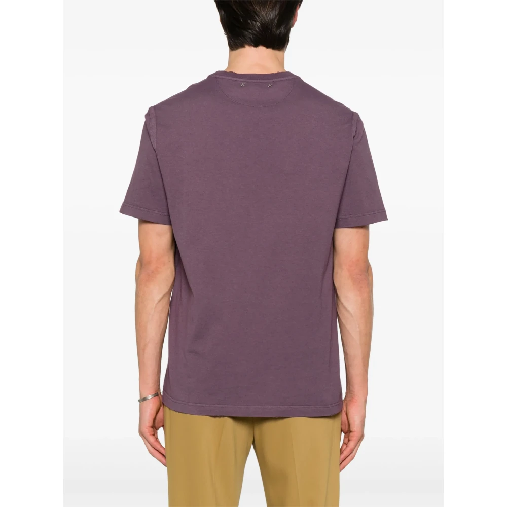 Golden Goose Logo-Print Katoenen T-shirt Purple Heren