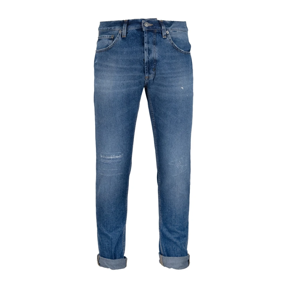 Dondup Heren Katoenen Broek met Knopen Blue Heren