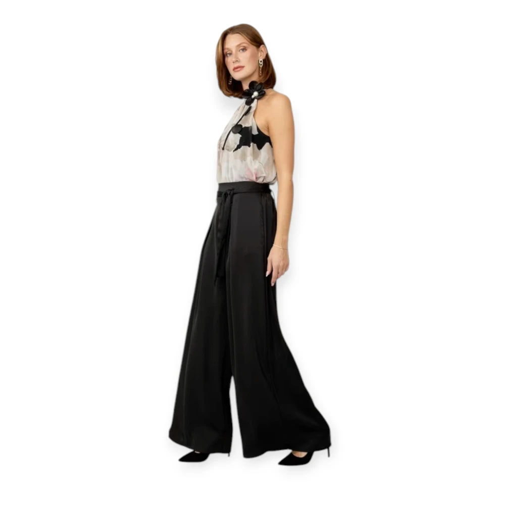 Frank Lyman Satin Jumpsuit Black Dames