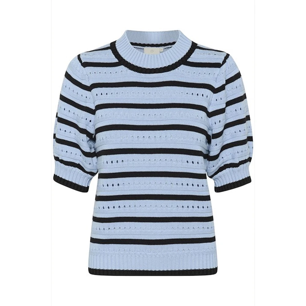 Kaffe Gestreepte Gebreide Trui Zacht Chambray Zwart Blue Dames