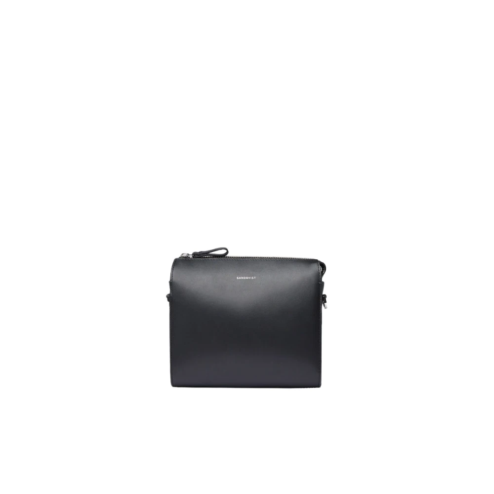 Sandqvist Elegante Minimalistische Leren Schoudertas Black Dames