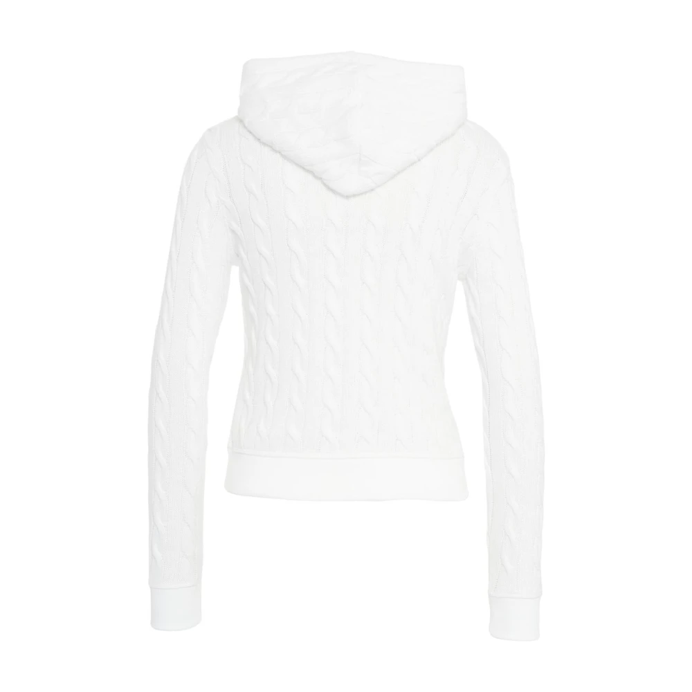 Polo Ralph Lauren Witte Cable Knit Cardigan Sweatshirt White Dames