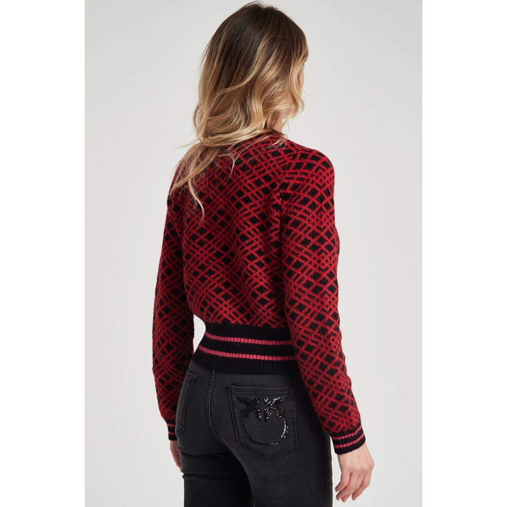 pinko Jacquard Cardigan in Ansonica Stijl Red Dames