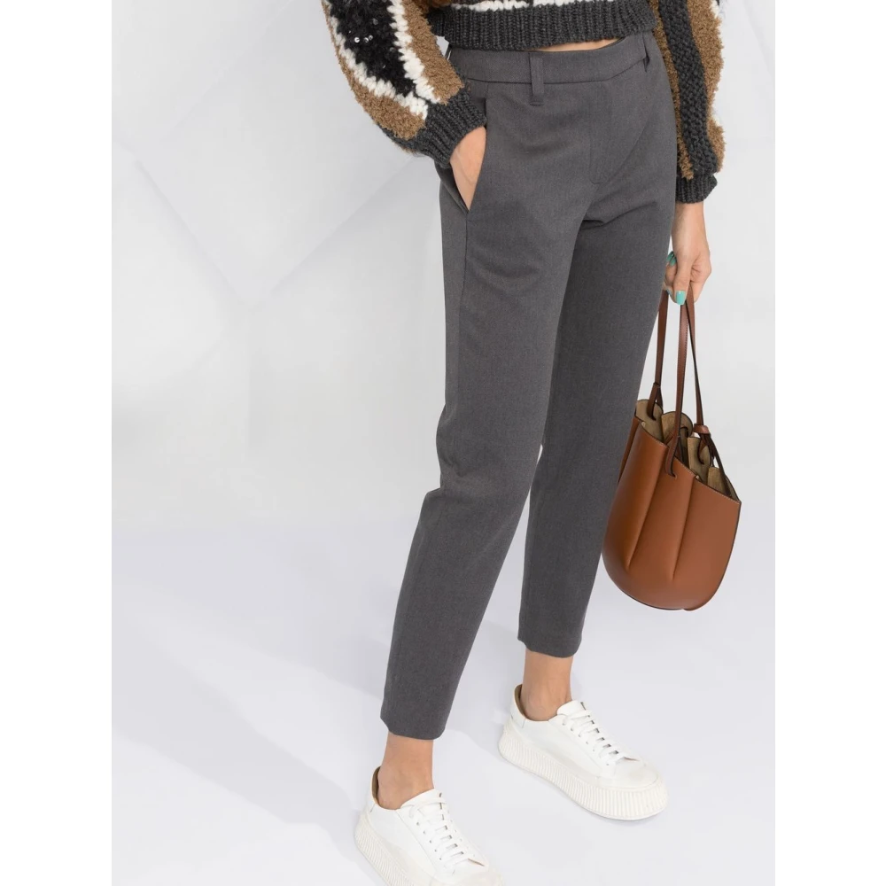 BRUNELLO CUCINELLI Grijze Katoenen Lange Broek Gray Dames