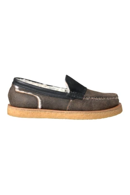 Lyxigt Läder Päls Loafers Skor