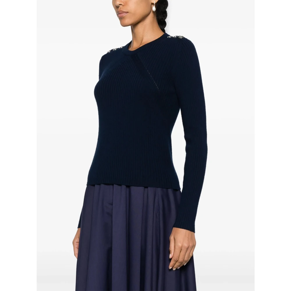 pinko Donkerblauwe Dikke Gebreide Trui Blue Dames